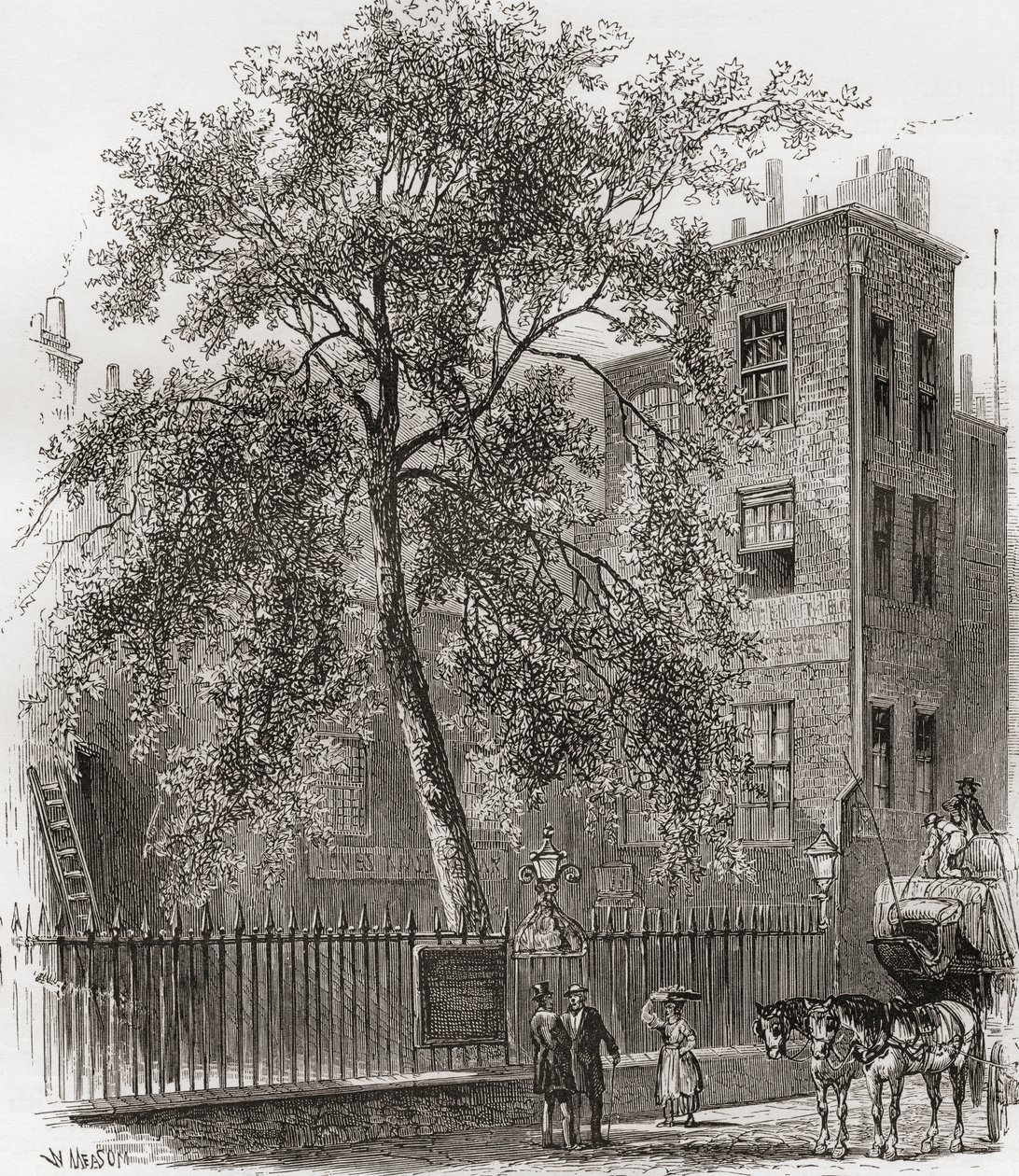 Platanträdet, Wood Street, Cheapside, London, England på 1800-talet av Unknown artist