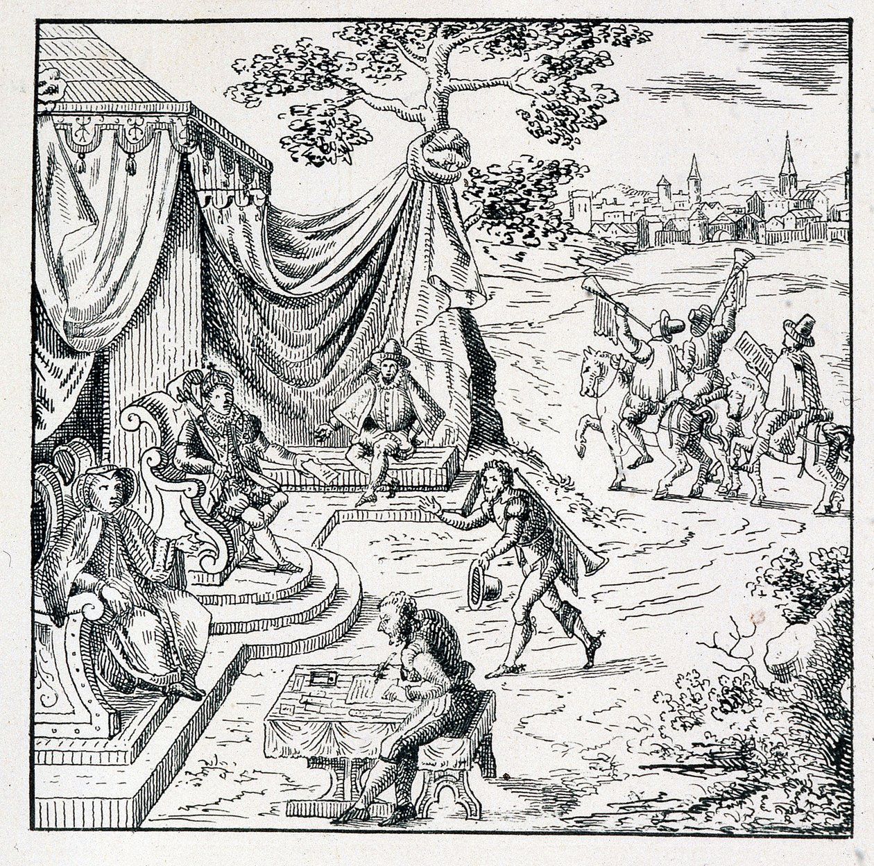 Prinsen av Condé erhöll från Karl IX (1550-1574) en redigering genom vilken han tillät kalvinisterna att utöva sin religion i kungariket (Freden i St Germain undertecknad 1570-08-08) - i "" samling av 39 figurer som representerar Frankrikes olyckor tillbak av Unknown artist