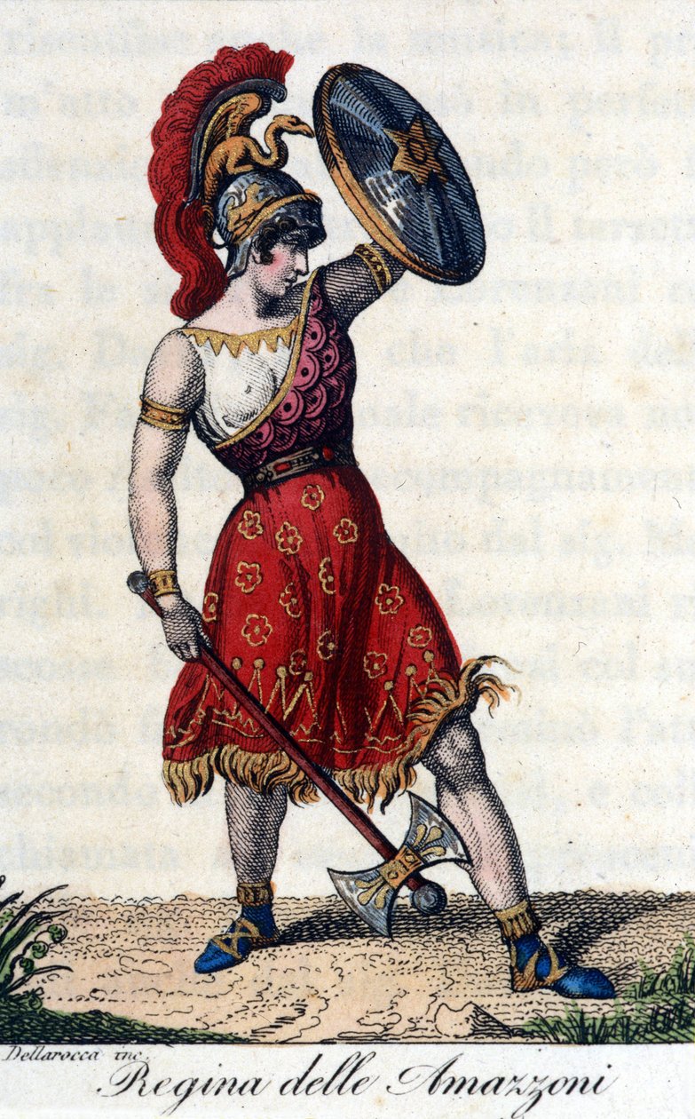 Amazonernas drottning. Illustration av ett operahäfte. 1800-talet. av Unknown artist