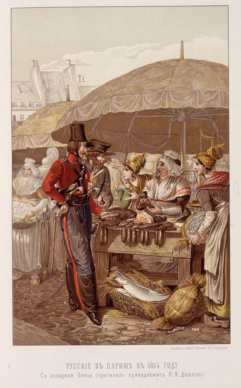 Ryssarna i Paris på en mars 1814 - i "The Emperor Alexander 1st" av Schilder av Unknown artist