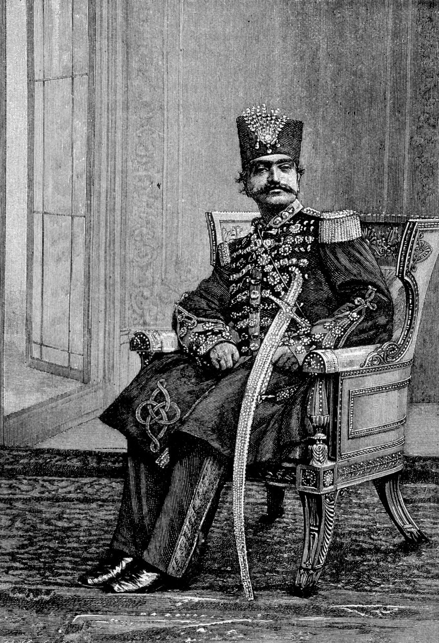 Shahen av Persien, Nasr-ed-din (Nasr-ed-din), i ceremoniell kostym. av Unknown artist