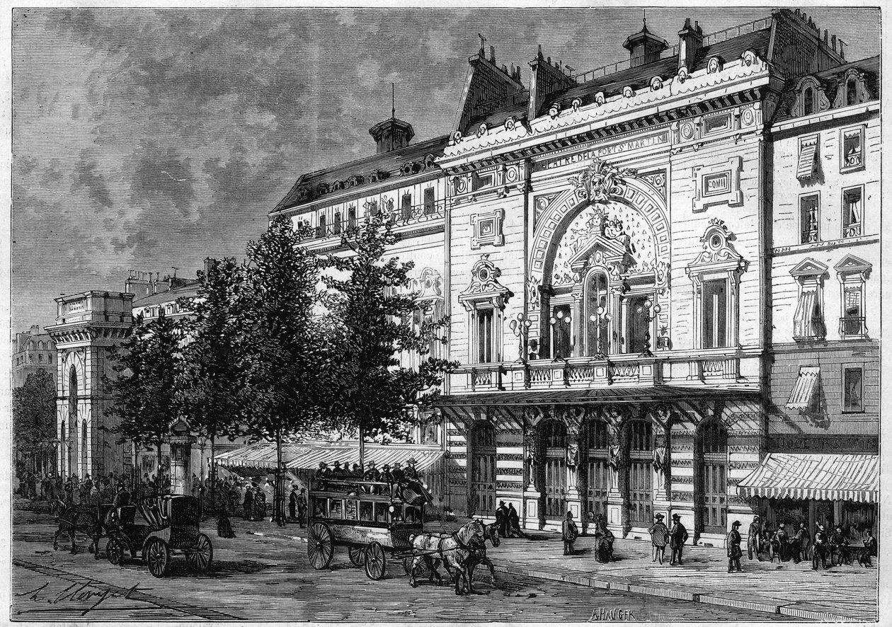 Theatre de la porte Saint Martin (Saint-Martin) i Paris 1873. av Unknown artist
