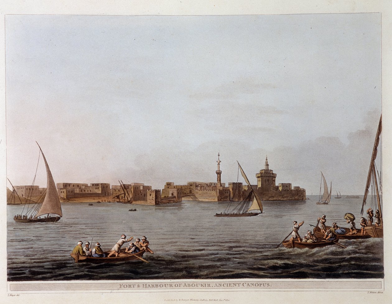 Murarna och hamnen i Aboukir (tidigare Canopy) - i "" Utsikter i Egypten, Palestina och andra delar av det osmanska riket"" av Unknown artist