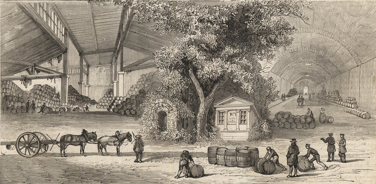 The Wines Warehouse i Paris 1861 - Grottor - av Unknown artist