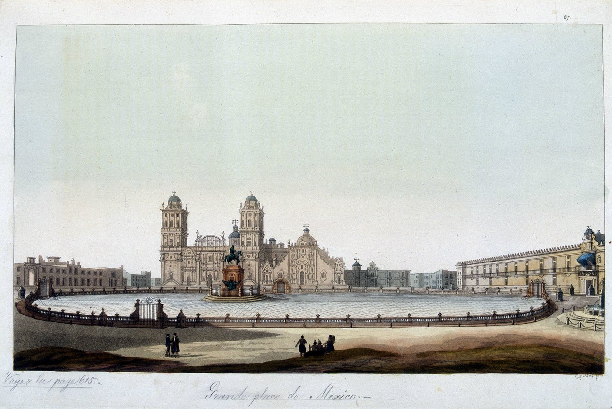 Zocalo: Det stora torget i Mexico City. I ""Den gamla och moderna kostymen"" av Unknown artist
