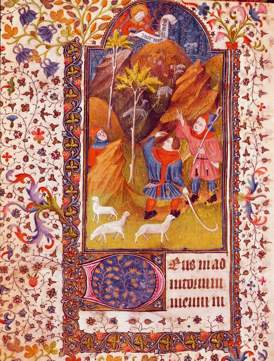 Tillkännagivandet till herdarna Miniatyr från Isabella av Kastiliens tidbok känd som Isabella Iere den katolska (1451-1504) 1400-talet Sevilla, Biblioteca Colombina av Unknown artist
