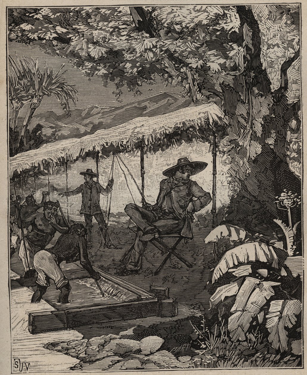 The art of lapidary: tvätta diamanter i Brasilien i "" Les arts et métiers illustrés" av Adolphe BITARD 1885 (gravyr) av Unknown artist