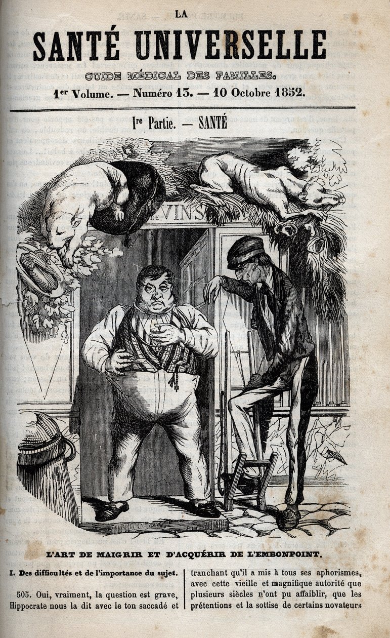 Konsten att gå ner i vikt och gå upp i vikt - gravering i "La Sante Universelle - Guide Medical des Familles"" 1852 av Unknown artist
