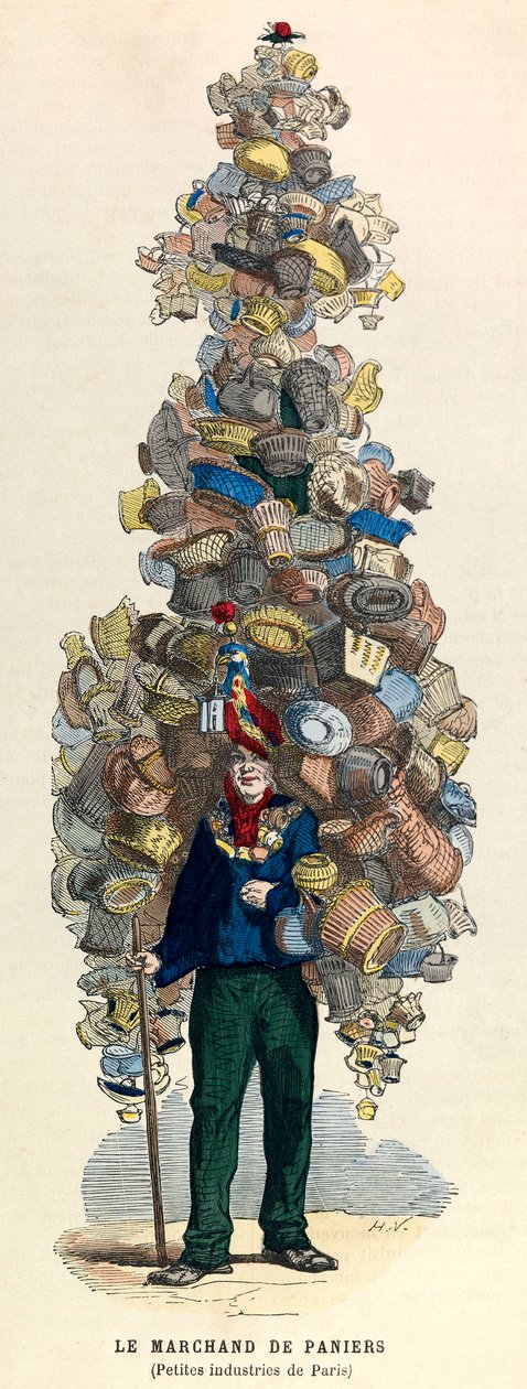 Korghandlaren i Paris på 1800-talet - privat samling av Unknown artist