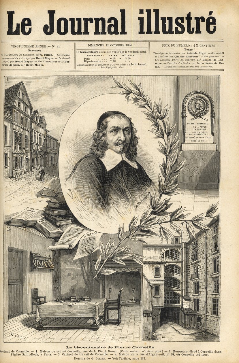 Pierre Corneilles tvåhundraårsjubileum - Le bicentenaire de Pierre Corneille - gravyr i "Le journal illustrious"" från 1884 av Unknown artist