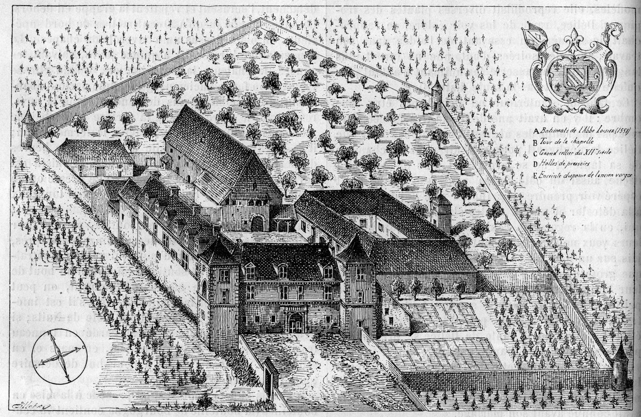 Byggnaderna i Clos de Vougeot (Cote d