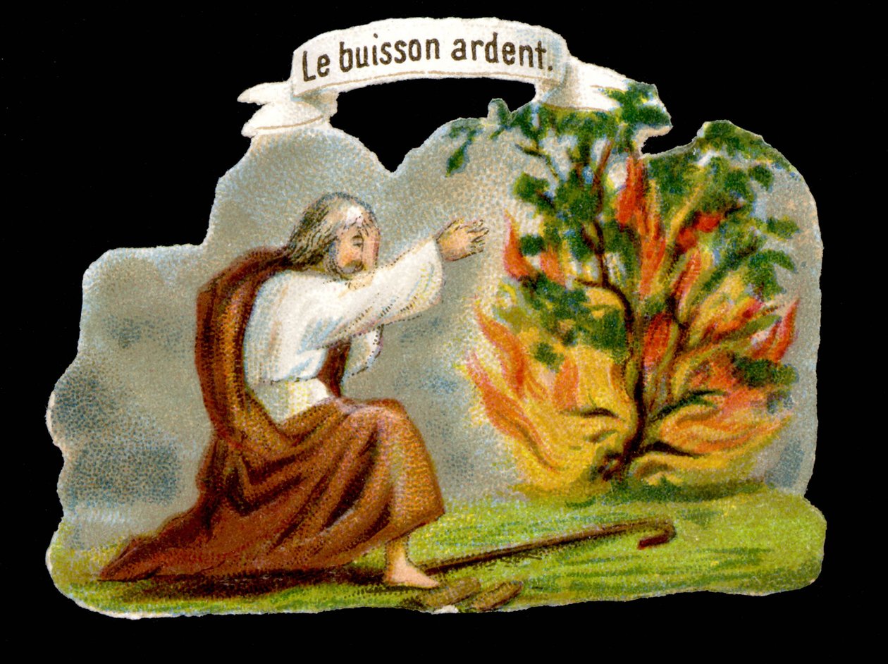 Den brinnande busken - Populär bild. 1800-talets kromolitografi. av Unknown artist