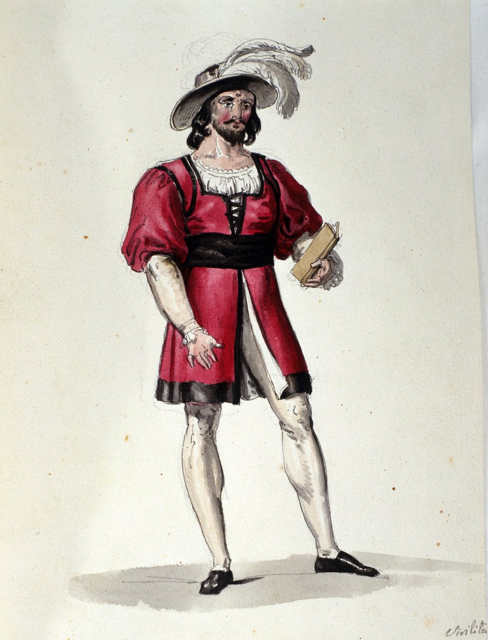 Karaktären som tolkar viriliten i baletten "" Il noce di Benevento"" av den österrikiska kompositören Franz Xaver Sussmayr (1766-1803). Illustration av 1800-talet av Unknown artist