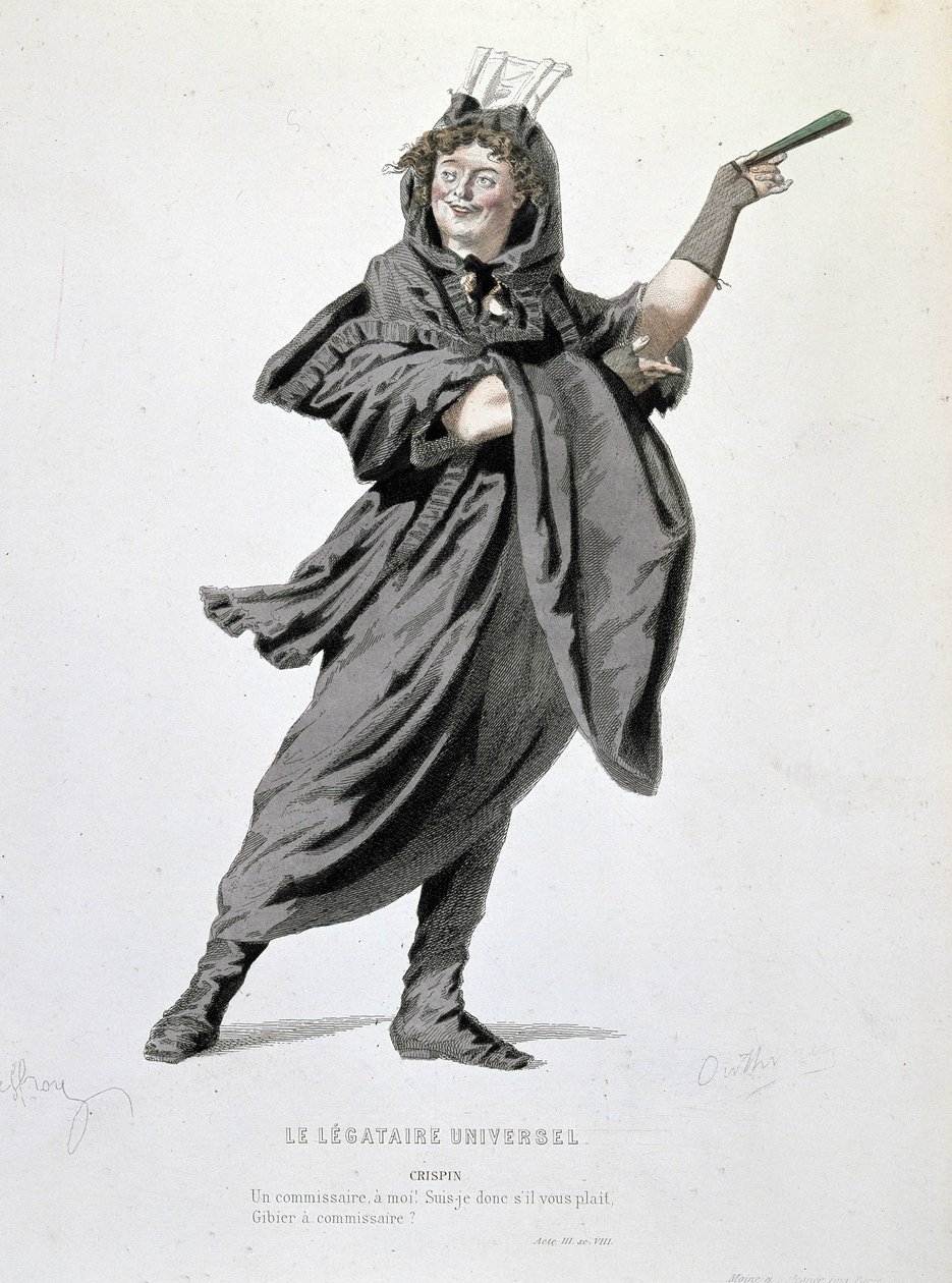 Crispins karaktär i "The universal legatary" (1708) av Jean François Regnard (1655 - 1709). Gravyr av 1800-talet. av Unknown artist