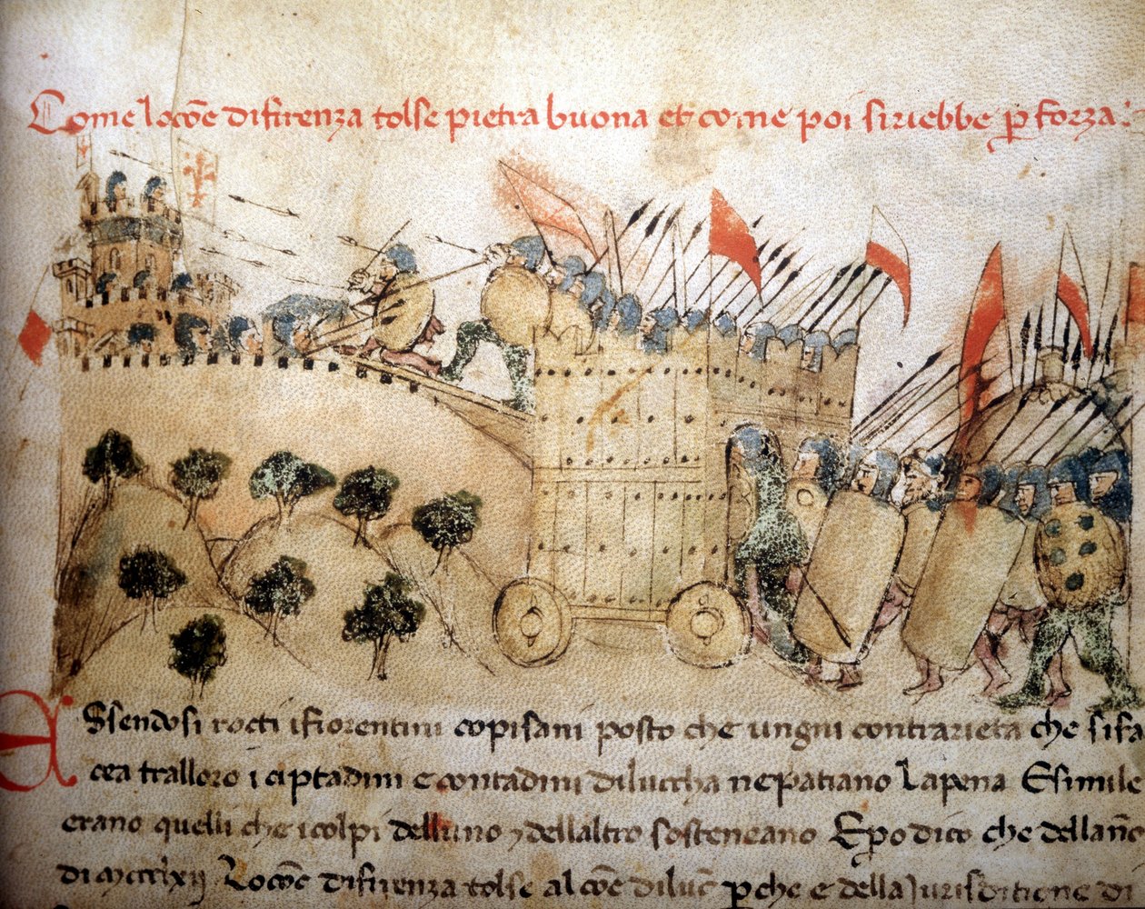 Staden Florens erövrade Pietrabuona, som invånarna i Lucca senare tog över - i "Croniche del Sercambi", omkring 1400. Nationalarkivet, Lucca. av Unknown artist