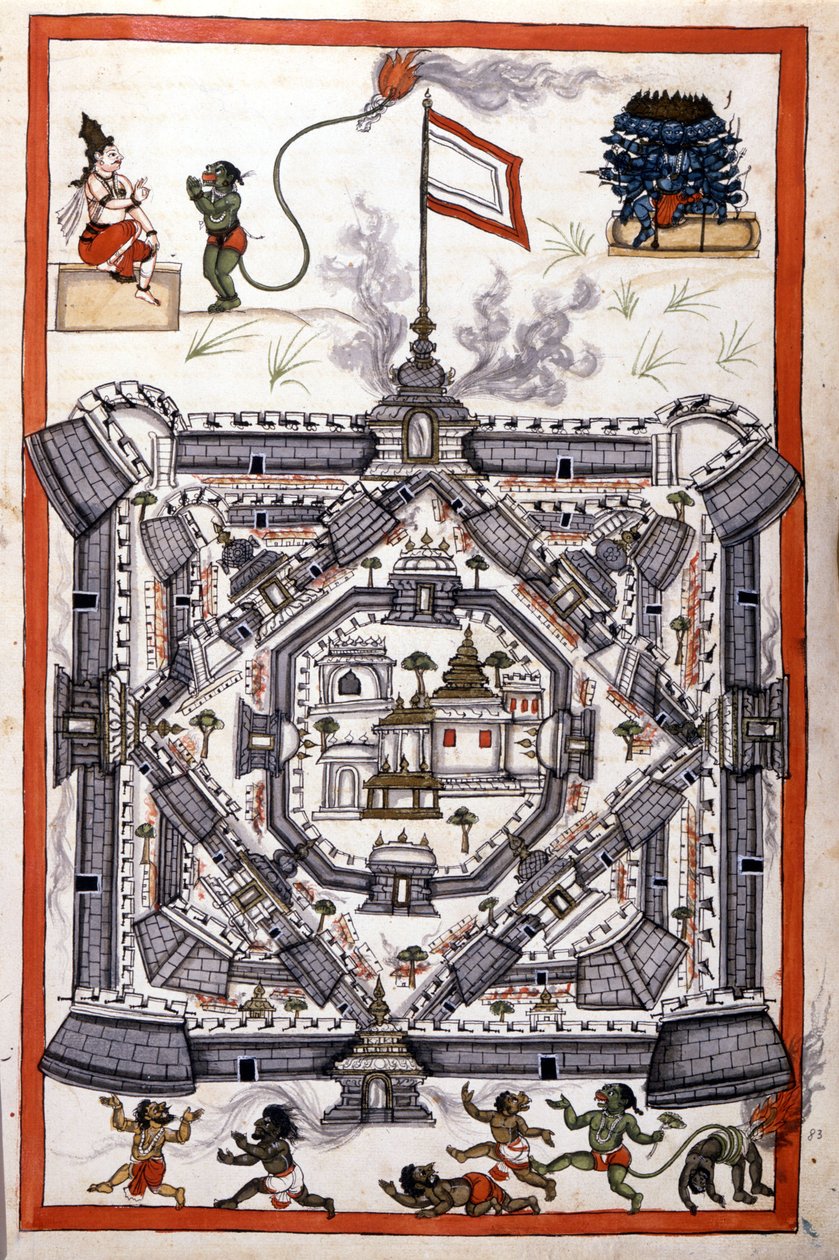 Staden Lanka (Ceylon, Ceylon) i ett pappersmanuskript från 1600-talet. av Unknown artist