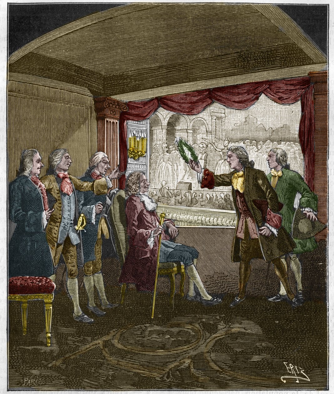 Kröningen av Voltaire (Francois-Marie Arouet av Unknown artist