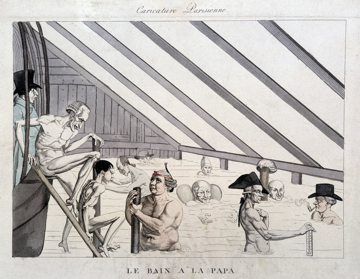 Pappabadet: karikatyr på poolerna i Paris av Unknown artist
