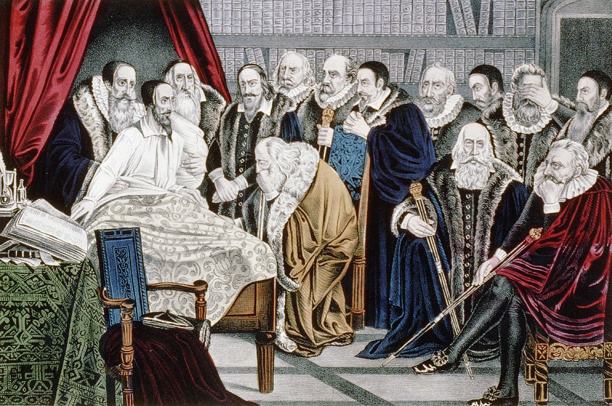 Calvins död (1509 - 1564) den 24/05/1564. av Unknown artist