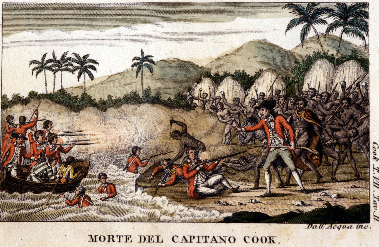 Captain Cooks död efter "Viaggi del Capitano-kocken"" Milano 1820 av Unknown artist