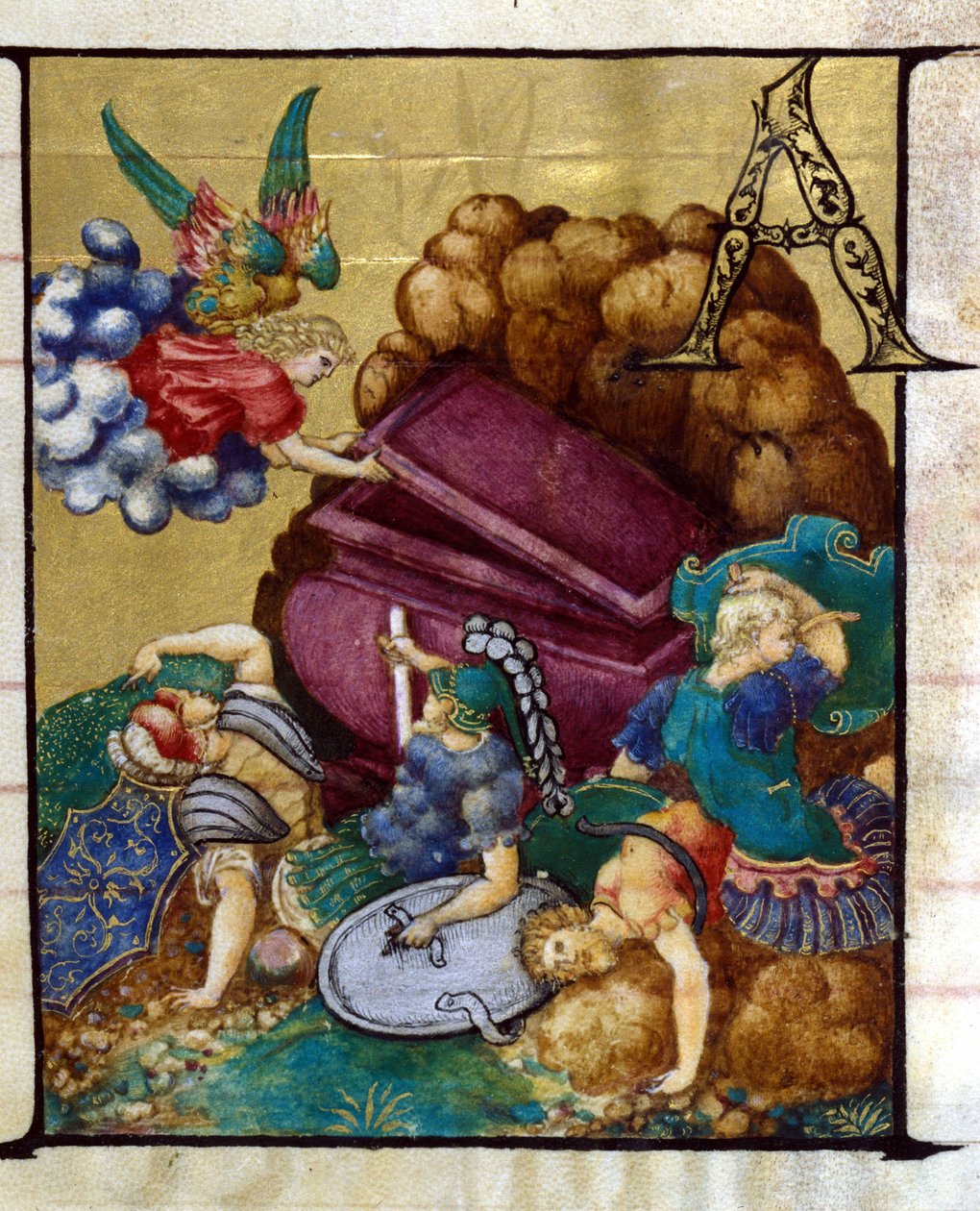 Den tomma graven. Miniatyr i en 1400-talskör, Church of the Crowned Virgin of Lodi. av Unknown artist