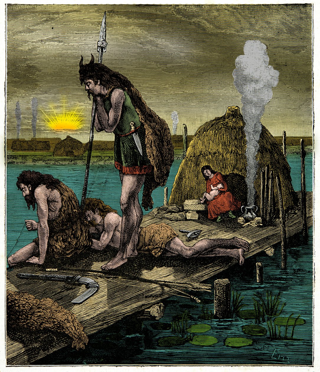 De första parisarna eller invånarna i Lutece, gravyr 1800-talet av Unknown artist