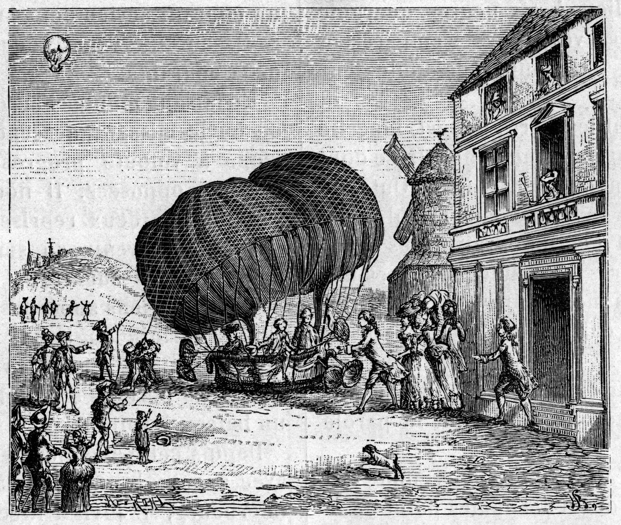 Den första aerostaten förlängde bröderna Robert framför prinsen av Ghistelles slott den 19 september av Unknown artist