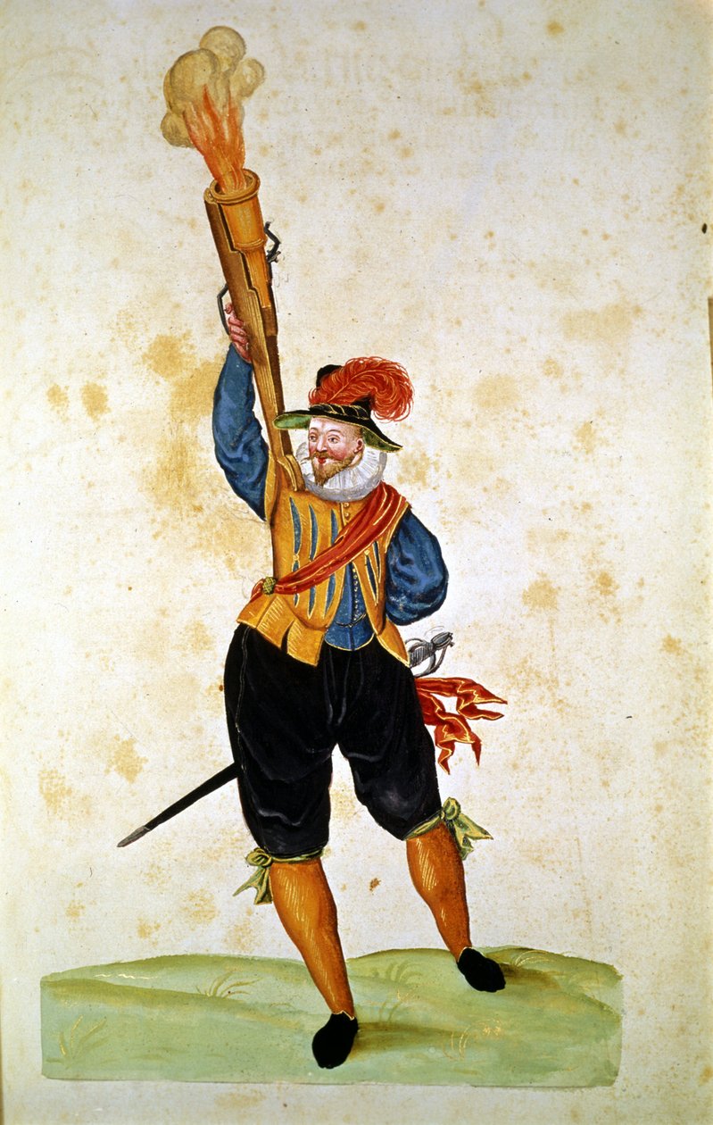 De första skjutvapnen: från "Manual of Pirotechnics, Guns and Fortifications" av Unknown artist