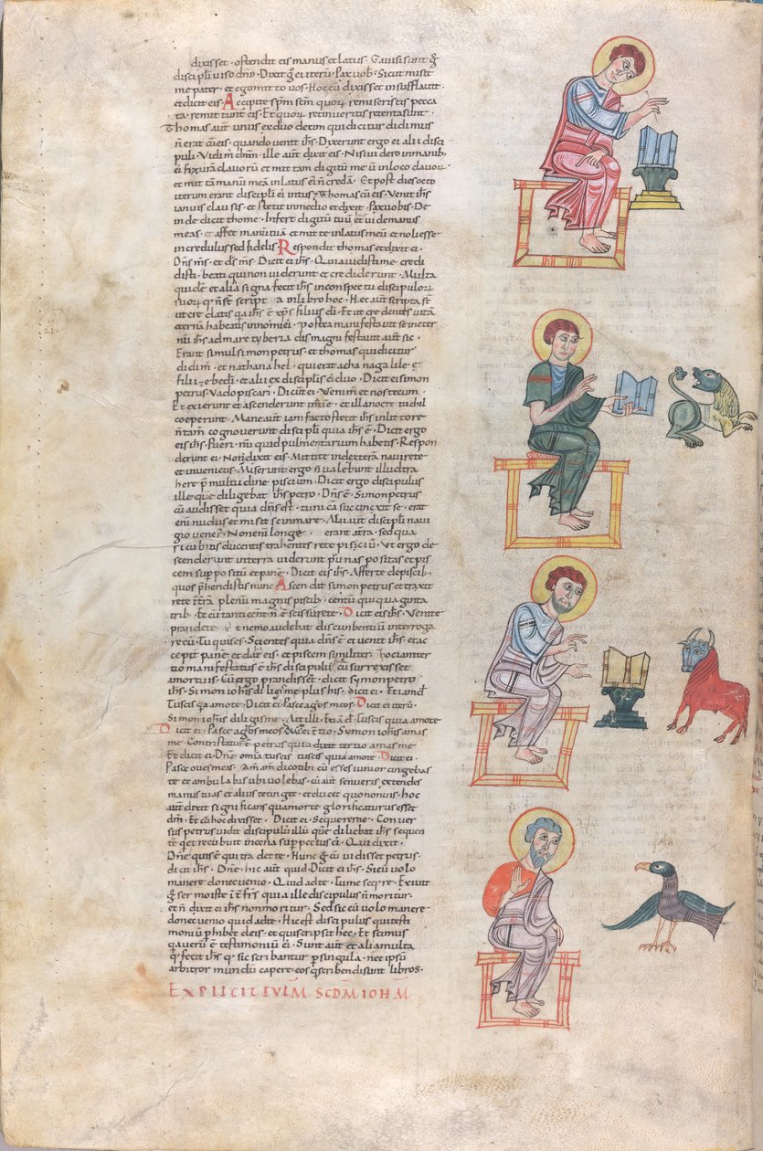 De fyra evangelisterna med sina symboler: Matteus, Lukas, Markus, Johannes av Unknown artist