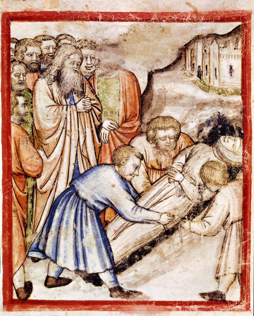 Sarah Miniatures begravning från codex 212 (eller Padovano Codice eller Bible of Padua) 1390-1400 Rovigo, Accademia dei Concordi av Unknown artist