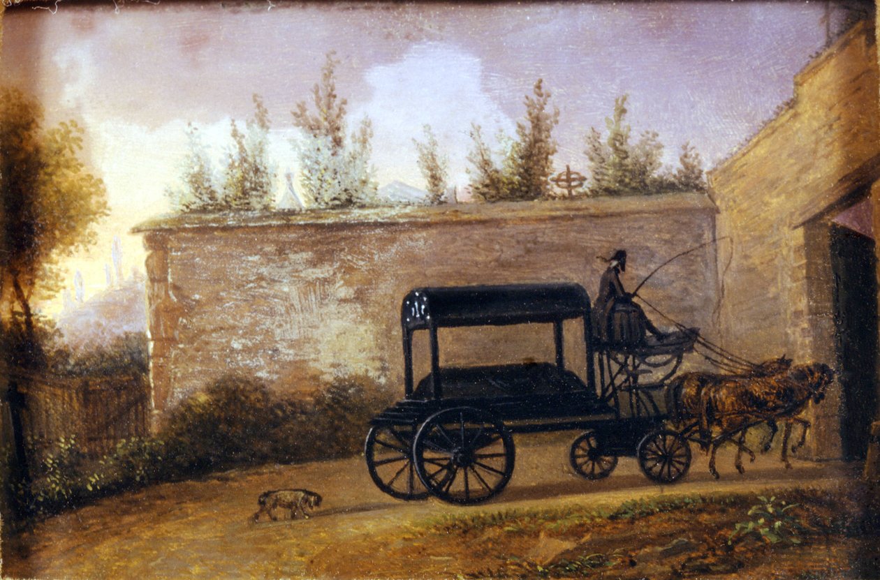 Den österrikiske kompositören Wolfgang Amadeus Mozarts (1756-1791) begravning i Wien. Anonym paint.Museo della scala i Milano av Unknown artist