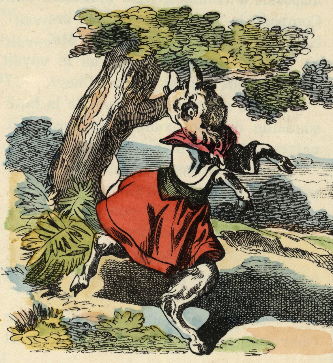 Geten, Little Chevy. Illustration av berättelsen "Bon medor och lilla Chevrette". I "" Sagor från hemmet för de minsta"". Anonym gravyr från 1800-talet. av Unknown artist