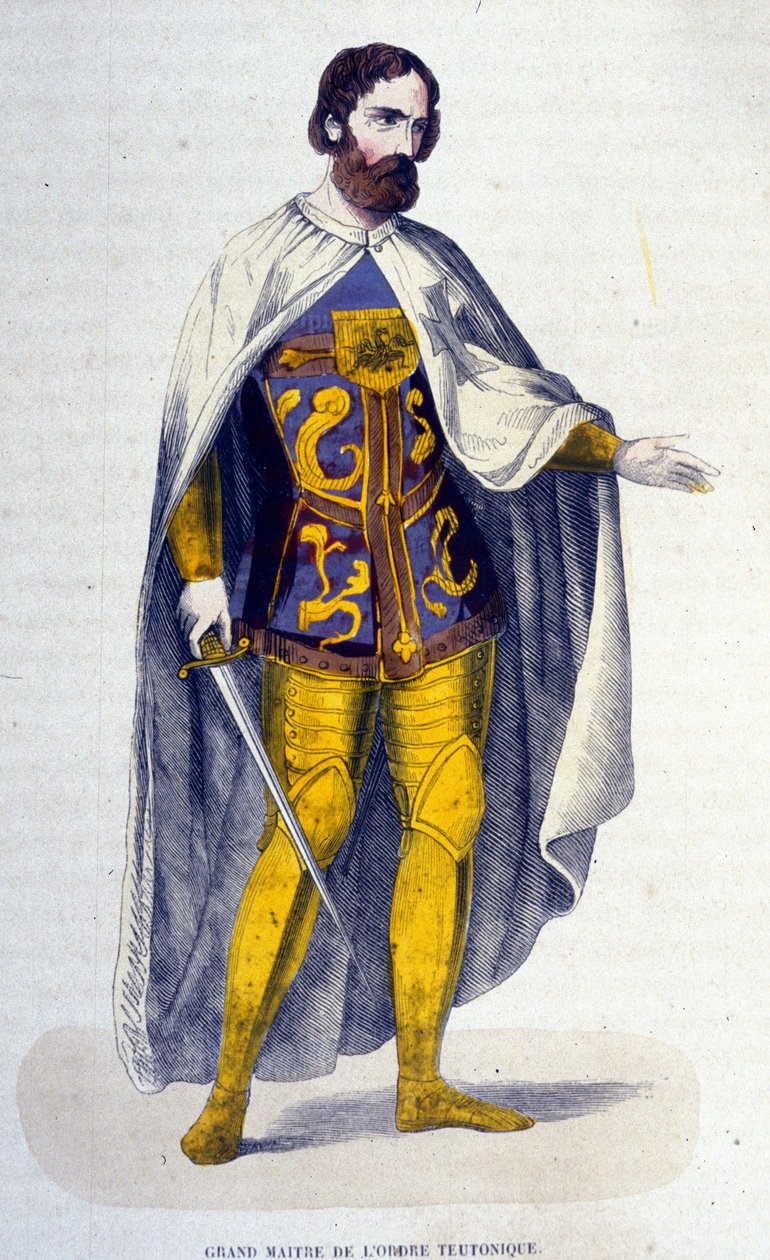 Den tyska ordens stormästare, en ridderorden grundad 1128 och försvann på 1500-talet efter dess sekularisering. Gravyr av 1800-talet. av Unknown artist