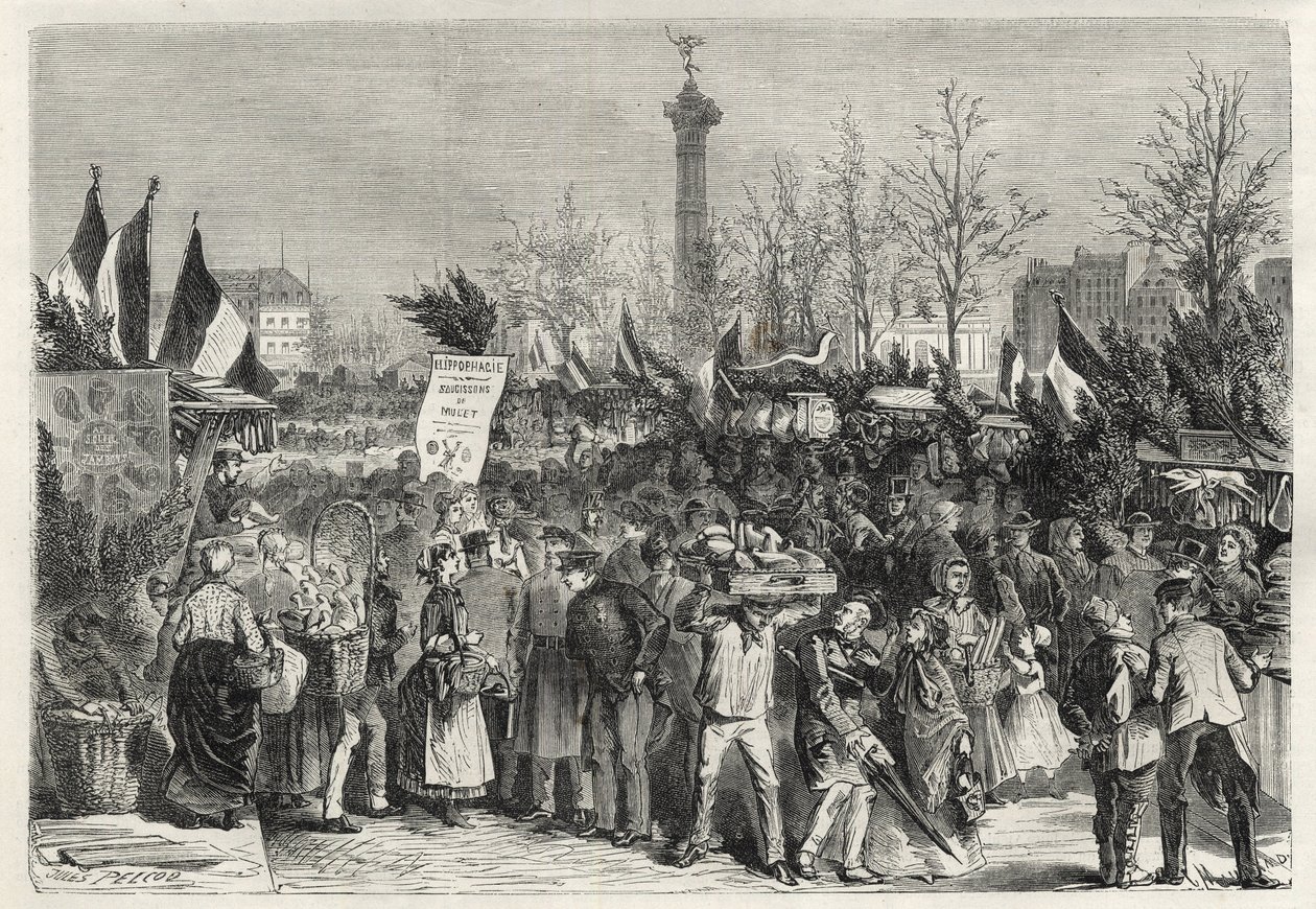 Skinkmässan på Boulevard Bourdon i Paris (Place de la Bastille) - 1868 - av Unknown artist