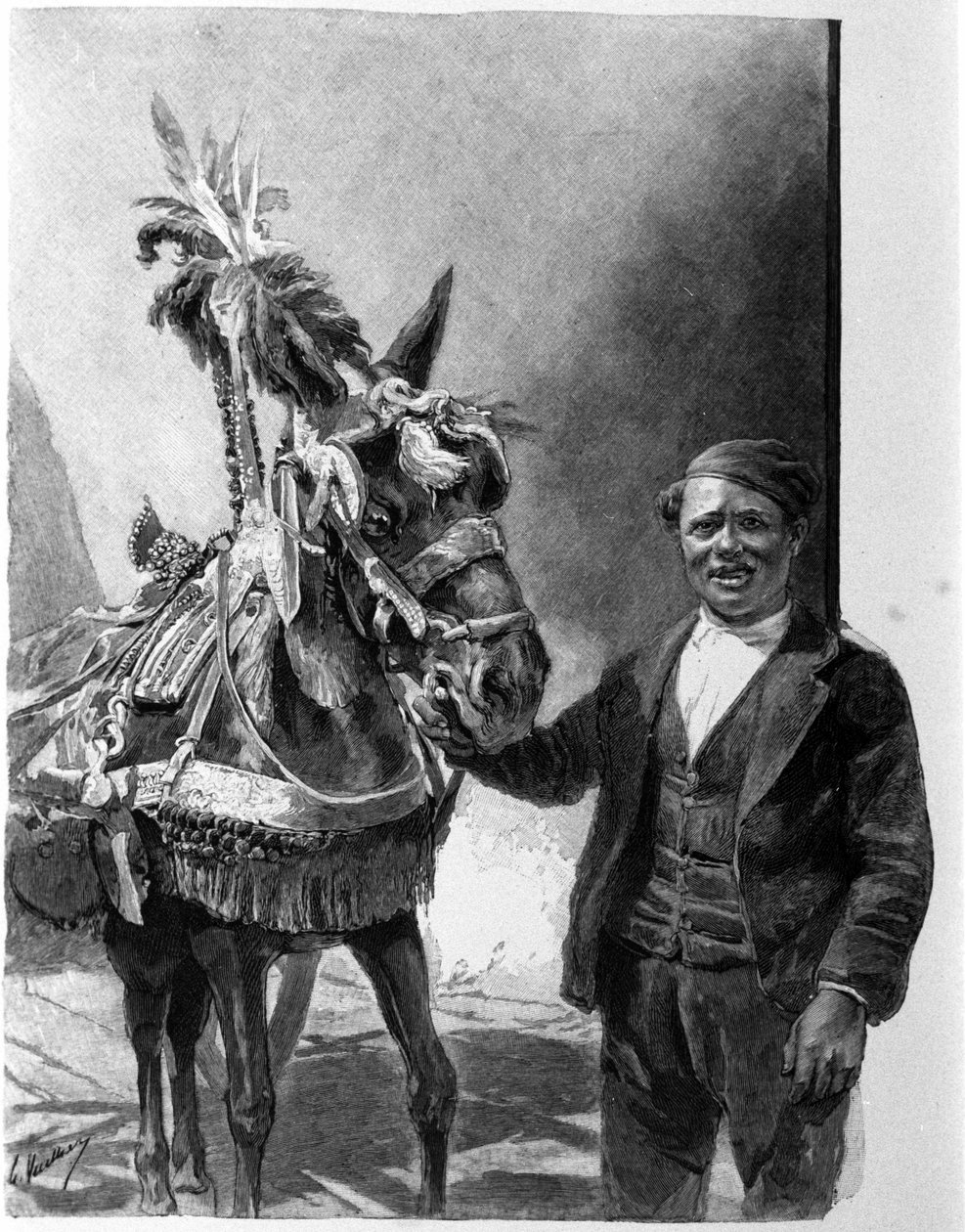 Åsnans sele från de sicilianska tankarna under traditionella firanden. Gravyr av 1800-talet av Unknown artist
