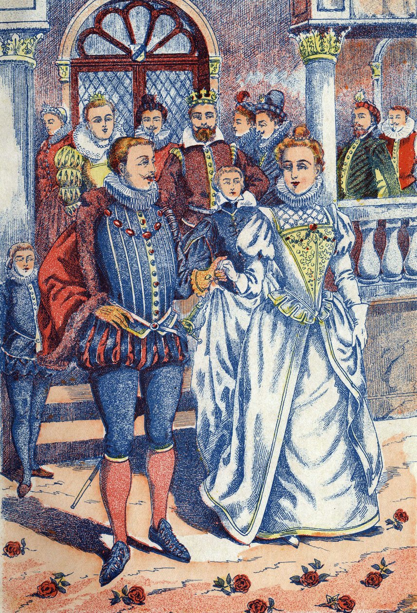 Kungens son gifter sig med Åsneskinn. Anonym illustration till berättelsen "" Åsneskinn" av Charles Perrault (1628-1703), fransk författare. Bildspråk Marcel Vagne, Jarville Nancy, odaterad (slutet av 1800-talet). av Unknown artist
