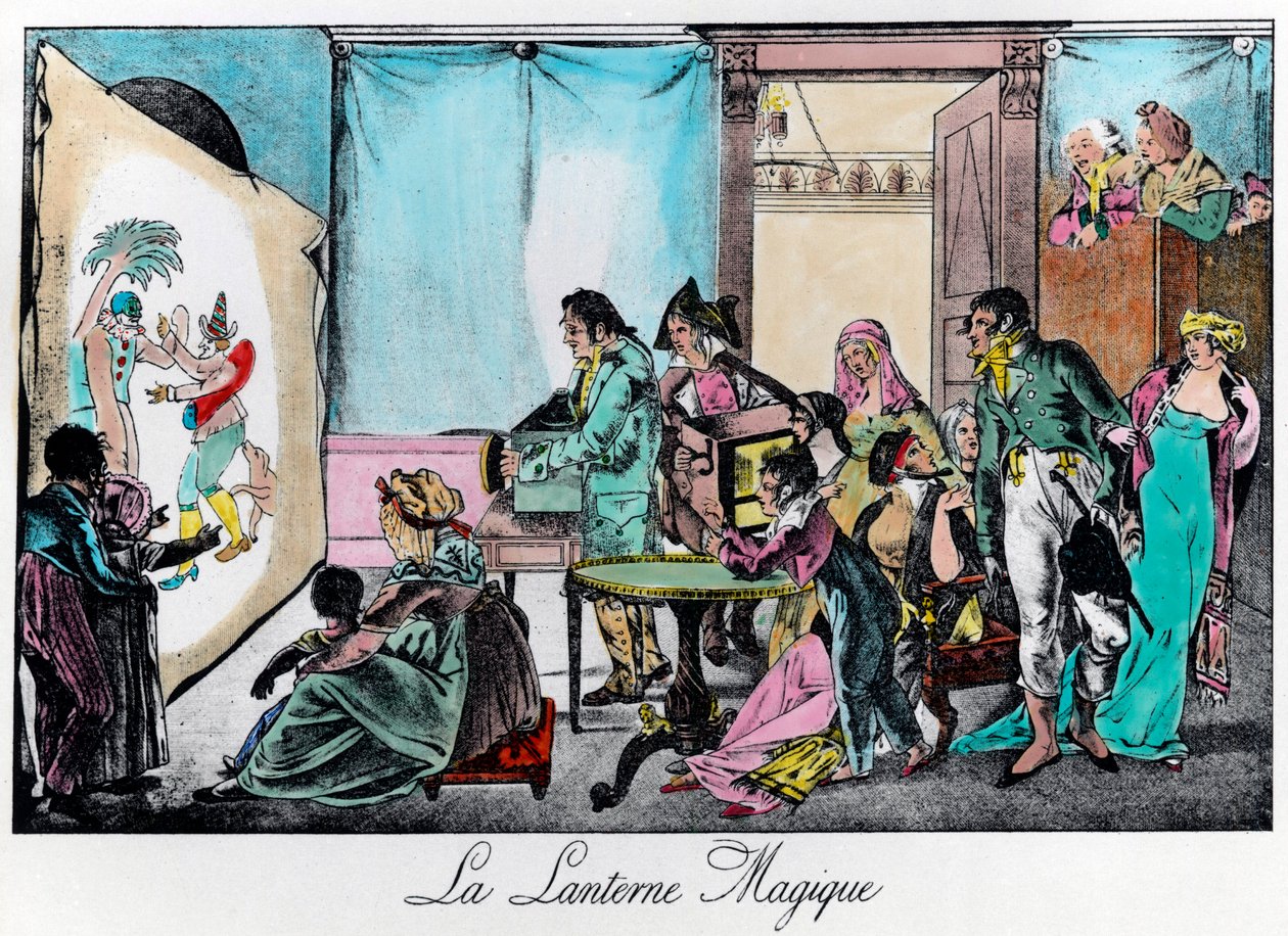 Den magiska lyktan. 1800-talsgravyr. Privat samling. av Unknown artist