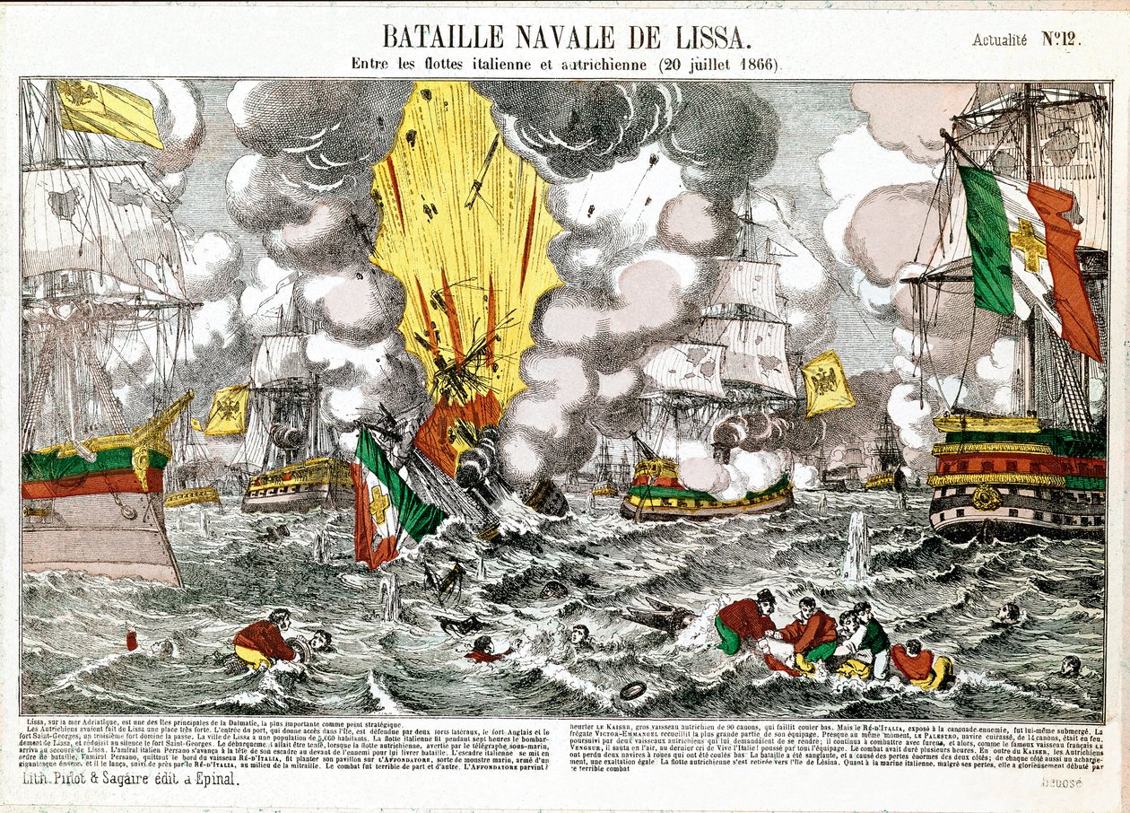 Sjöslaget vid Lissa (Adriatiska havet), 20 juli av Unknown artist