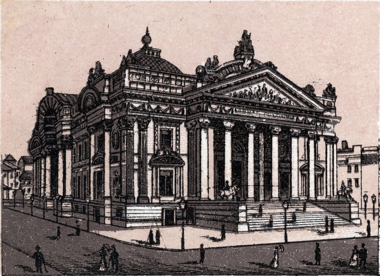 Den nya börsen i Bryssel i Belgien i "Världen illustrerar 168 vyer"" Odaterad (slutet av 1800-talet) av Unknown artist