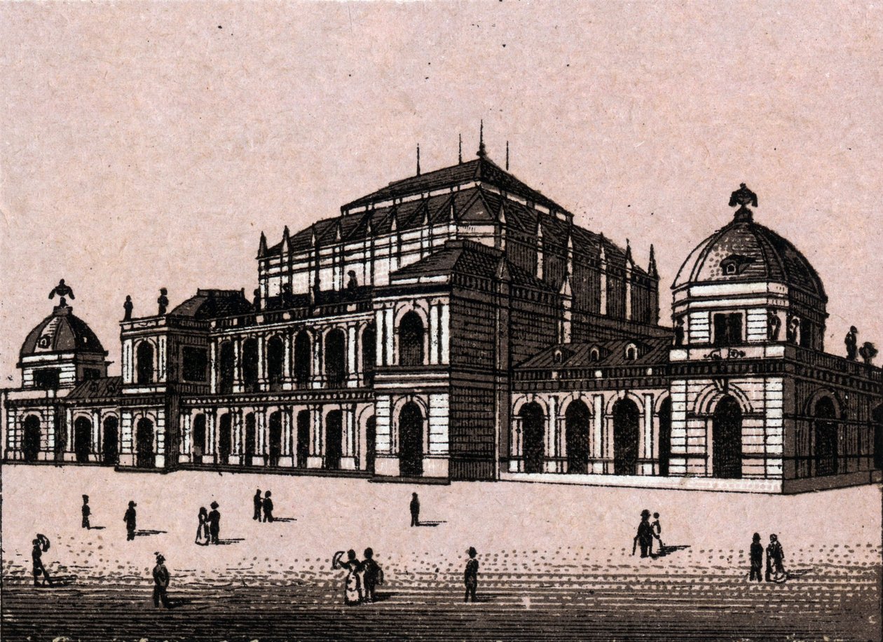 Den nya börsen i Frankfurt, Tyskland (Frankfurt, Tyskland) i "Världen illustrerar 168 vyer" Odaterad (slutet av 1800-talet) av Unknown artist
