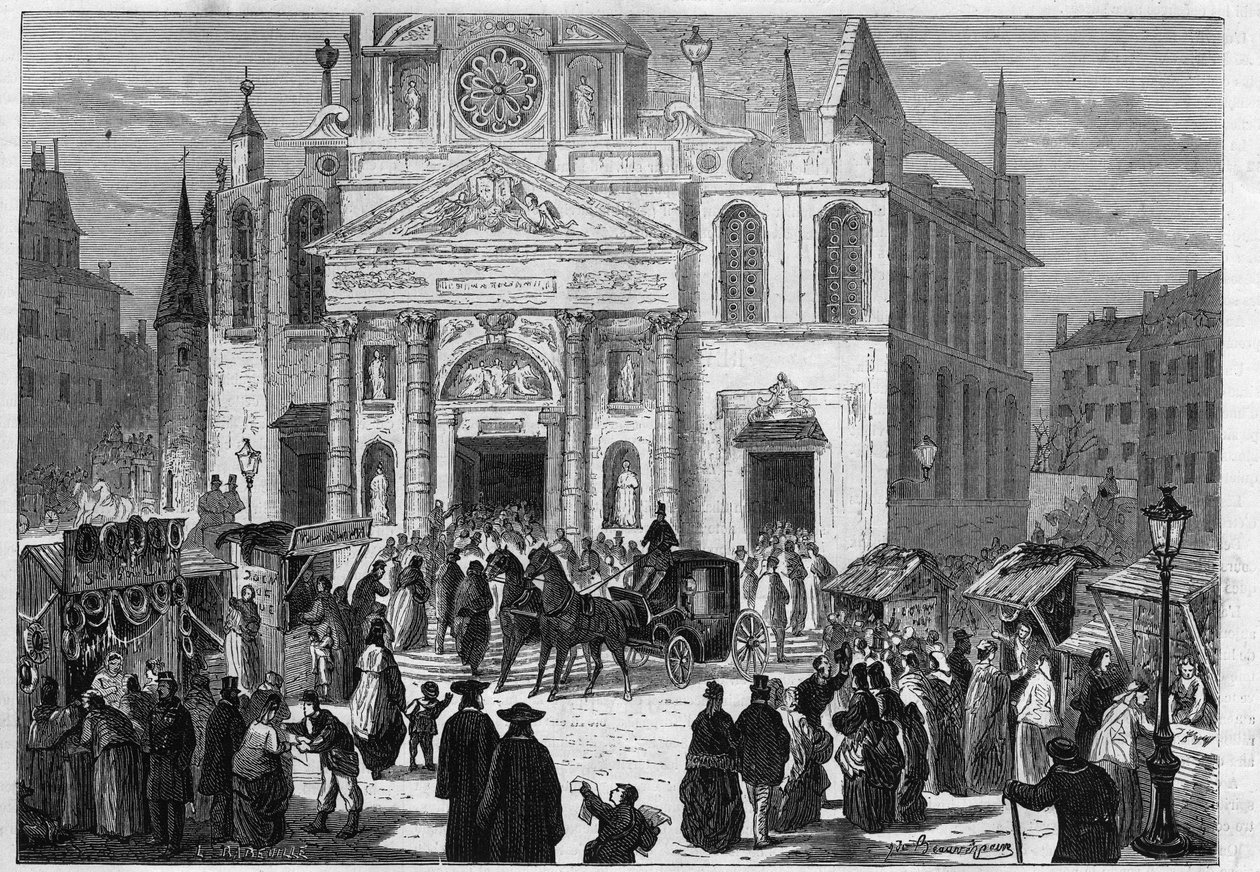 Novenan av Sainte Genevieve vid kyrkan Saint Etienne du Mont (Saint-Etienne-du-Mont) i Paris av Unknown artist