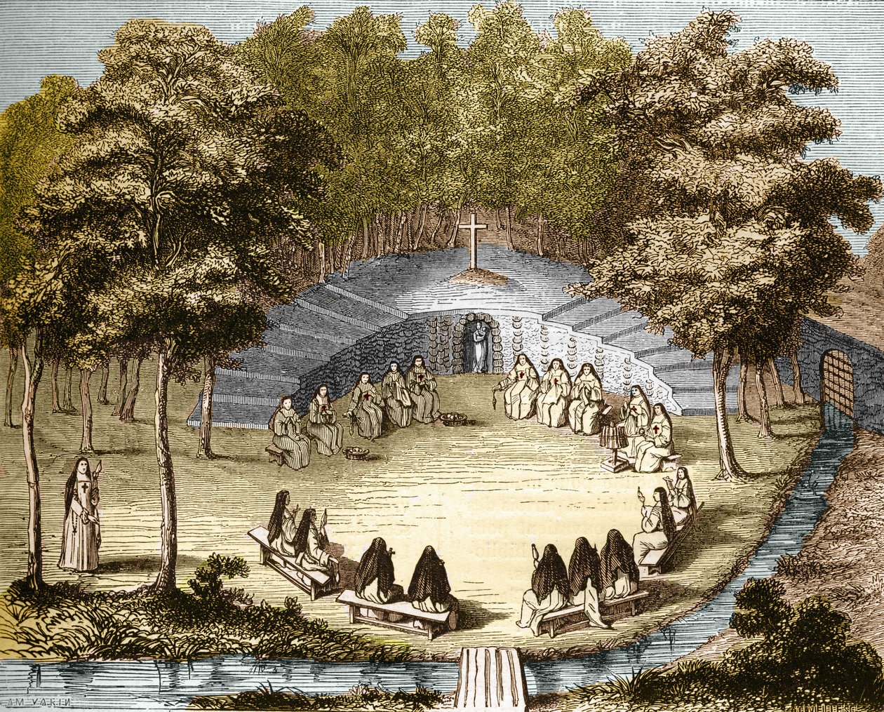 Nunnorna i Port-Royal-des-Champs (Port Royal des Champs) håller föreläsningen i ensamhet. av Unknown artist
