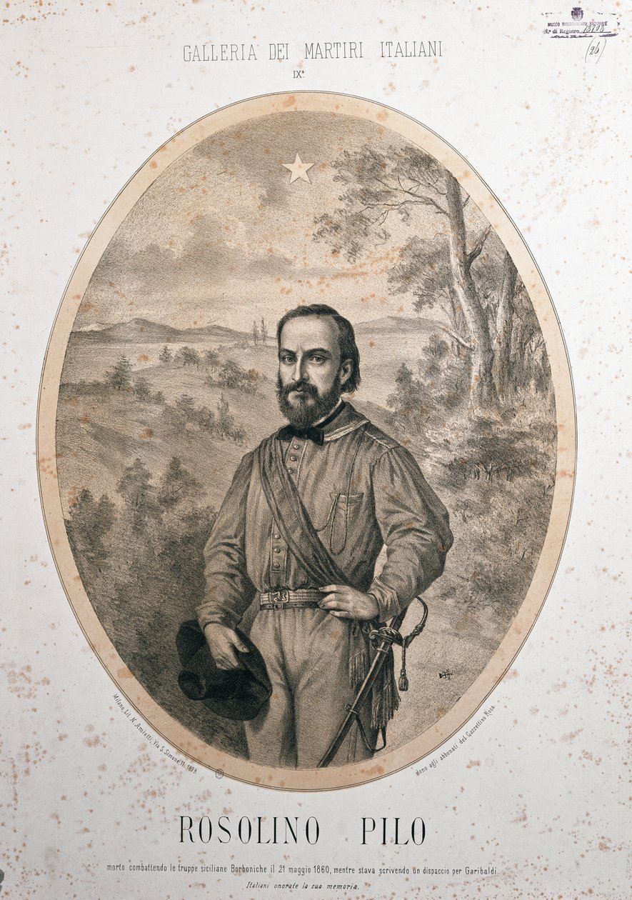 Patrioten Rosolino Pilo (tryck) av Unknown Artist