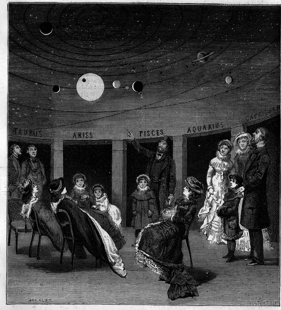 Planeten av N. Perini, italiensk astronom. Gravyr i "La Nature: granskning av vetenskaperna och deras tillämpningar på konst och industri"" av 12 juni 1880. av Unknown artist