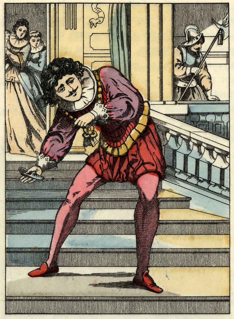 Prinsen hämtar glasskon av Askungen. Illustration av Charles Perraults berättelse "Askungen eller La petite slipper de verre" av Unknown artist