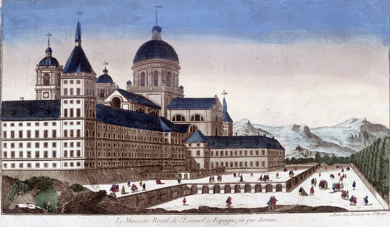 Det kungliga klostret Escurial (Escorial) i Spanien, sett bakifrån. av Unknown artist
