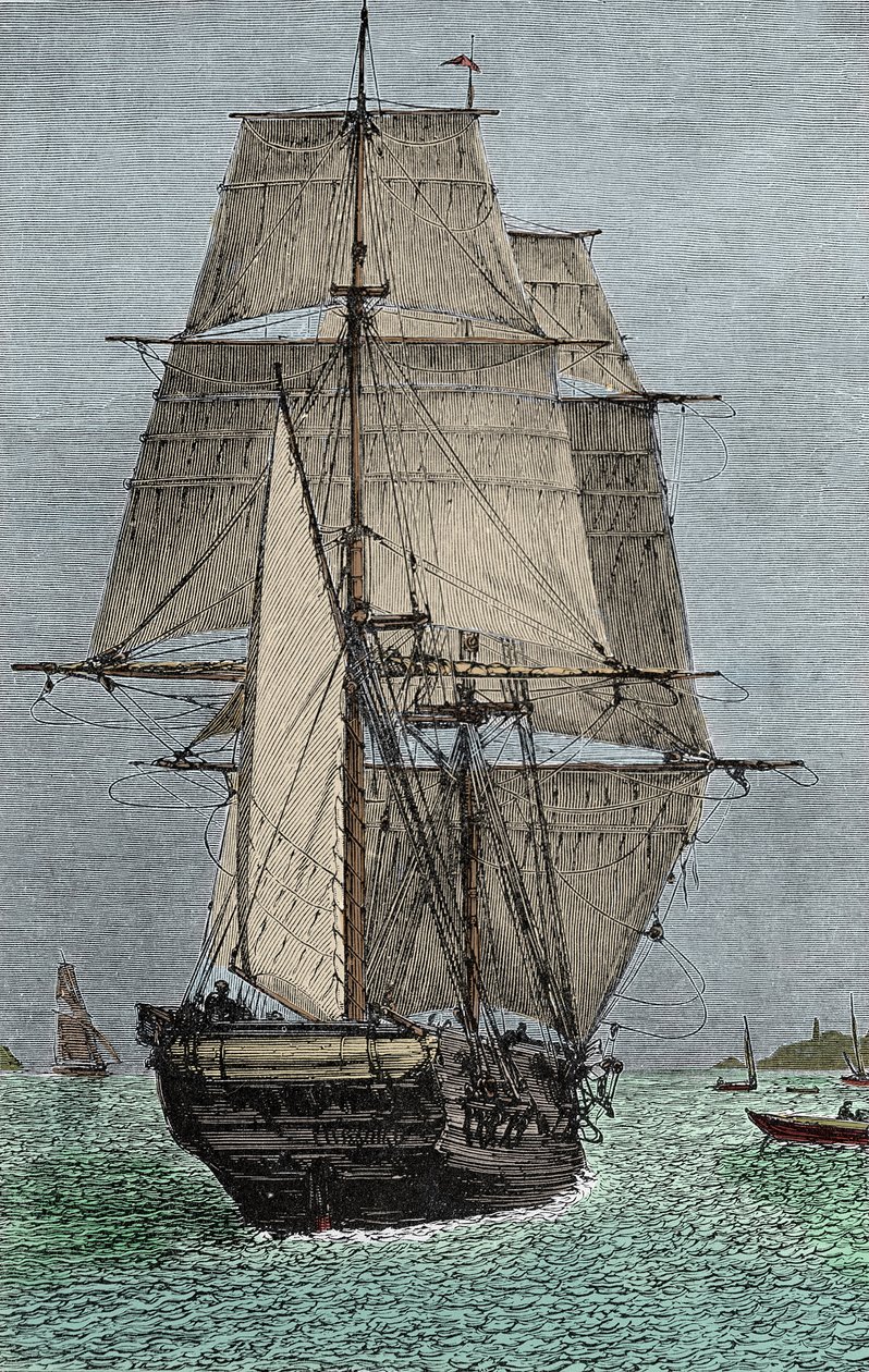 Skeppet "Beagle" (expedition där Darwin deltog som naturforskare av Unknown artist