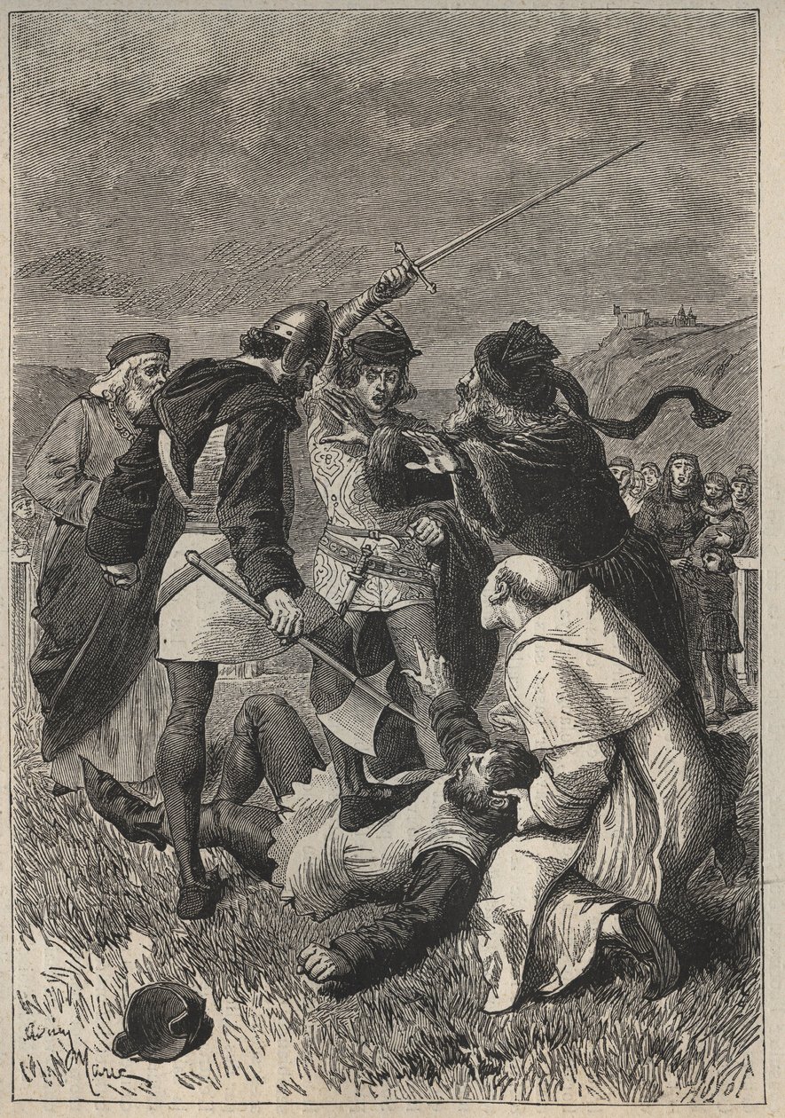 Förtalsreserverna av Rothsay - 1800-talsillustration till den historiska romanen "The Pretty Girl of Perth or Valentine