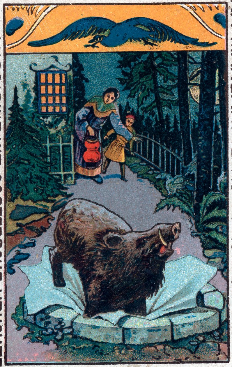 Den fruktansvärda galten. kinesisk saga. Kromolitografi från slutet av 1800-talet. av Unknown artist
