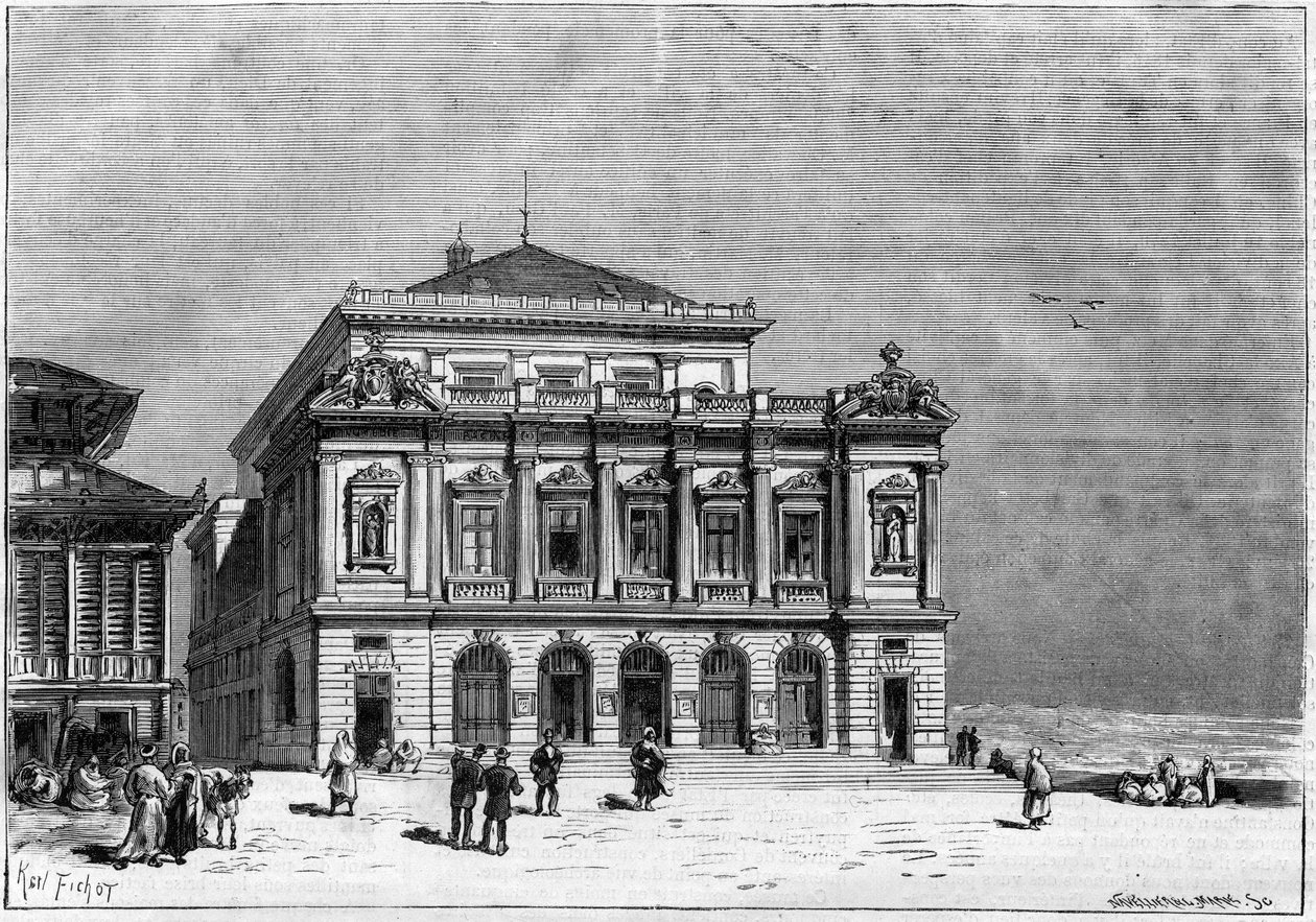 Konstantins teater i Algeriet byggd av arkitekten Paul Jean Gion (1838-1904) mellan 1877 och 1883 - utsidan av teatern av Unknown artist